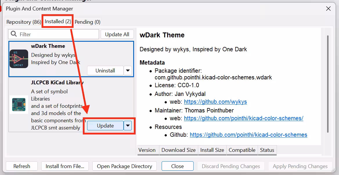 Add My Custom Kicad Package Repo